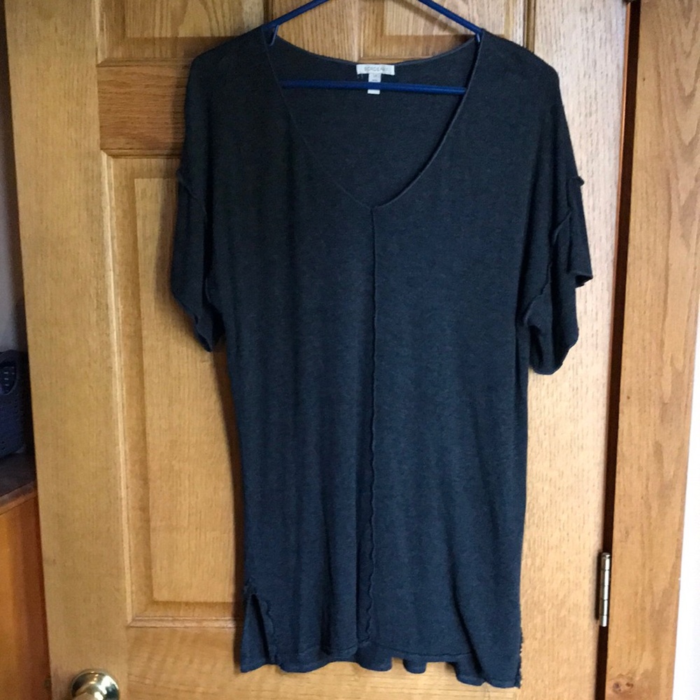 Bordeaux v neck long heathered tee S